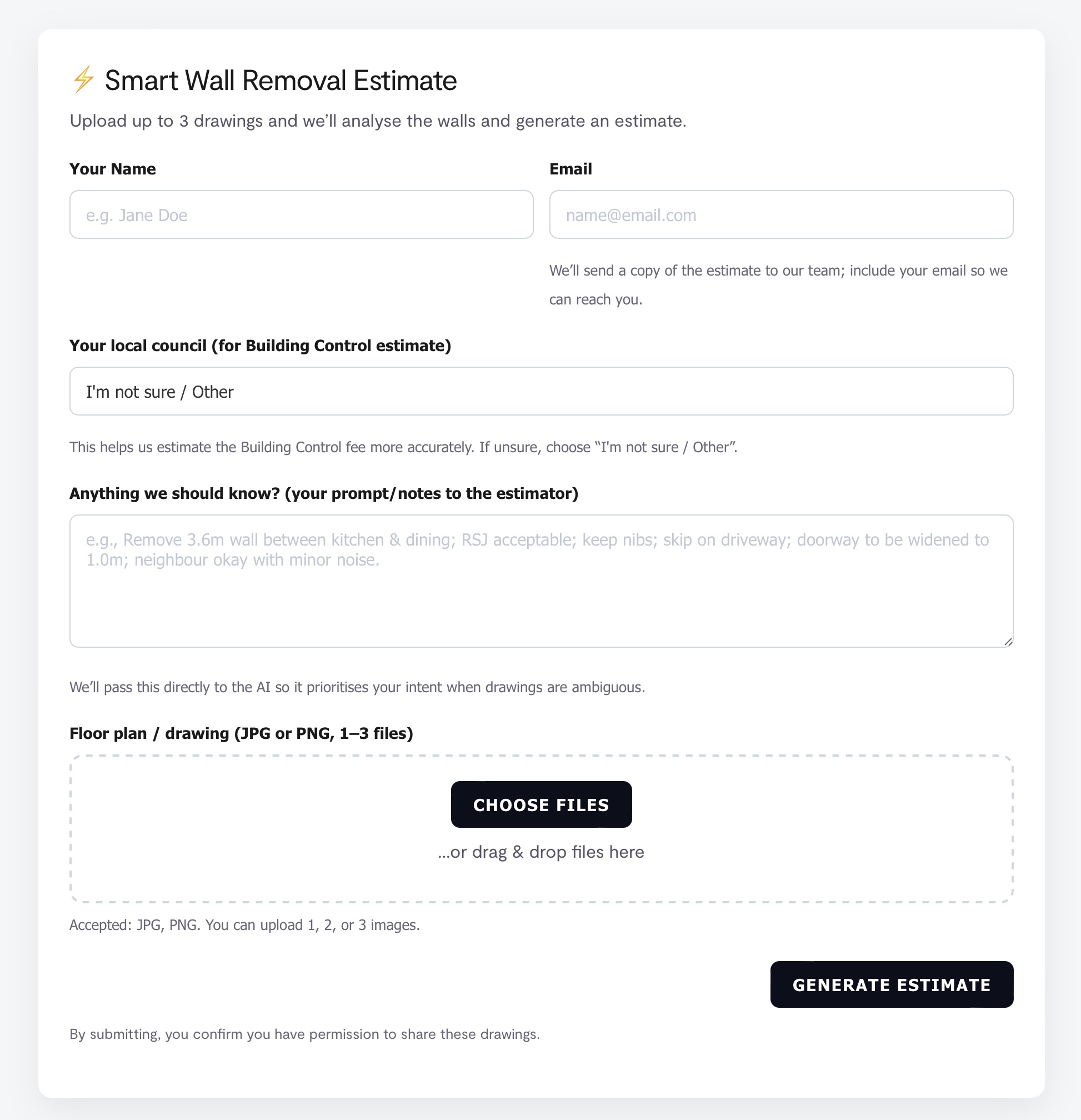 Load Bearing Wall Instant Quote