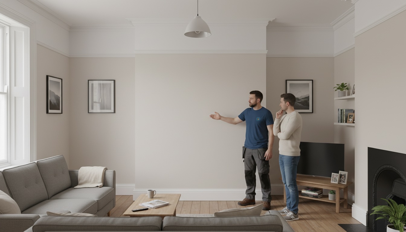 Growchance employee explaining the difference between a load-bearing wall and a non-load-bearing wall