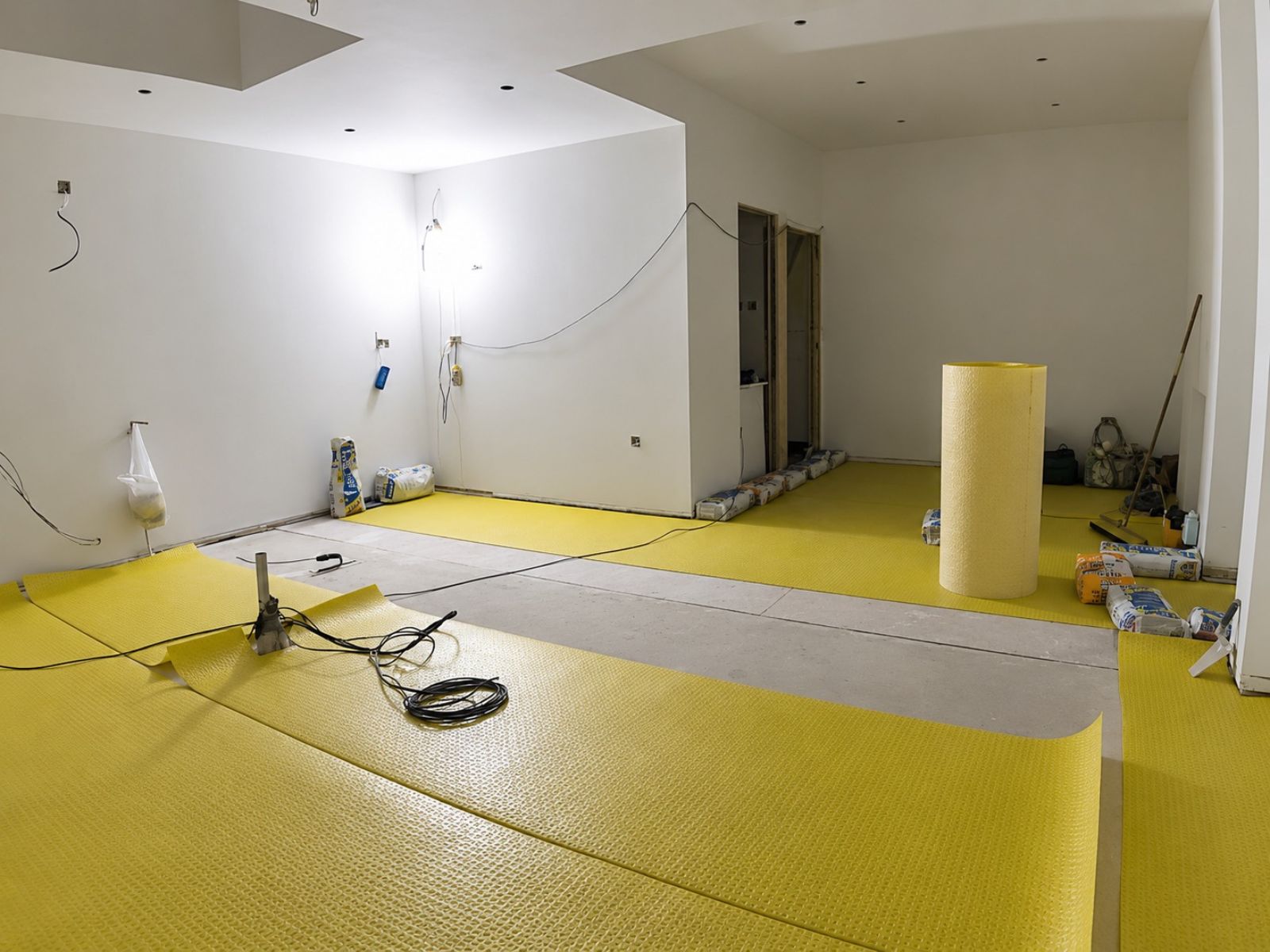 Floor preparation underway in the open-plan Bromley rear extension