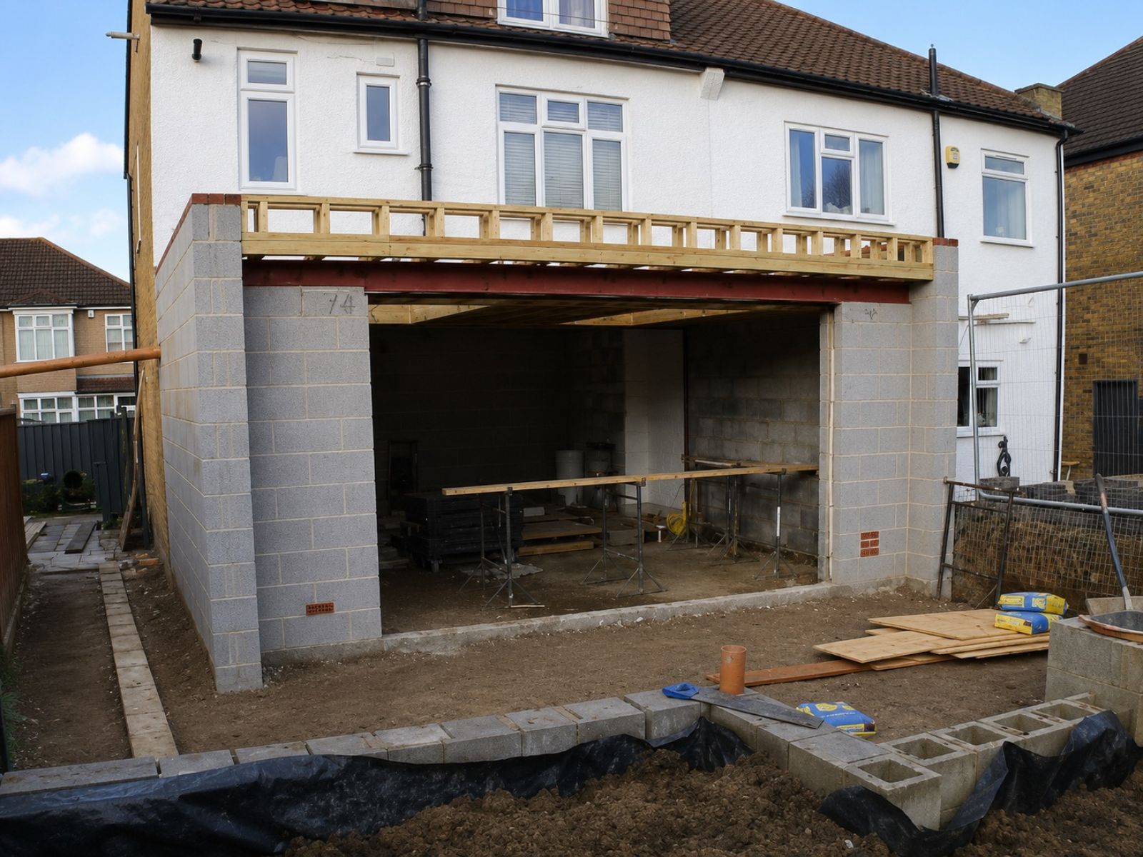 Timber flat-roof construction on a four-metre rear extension in Bromley