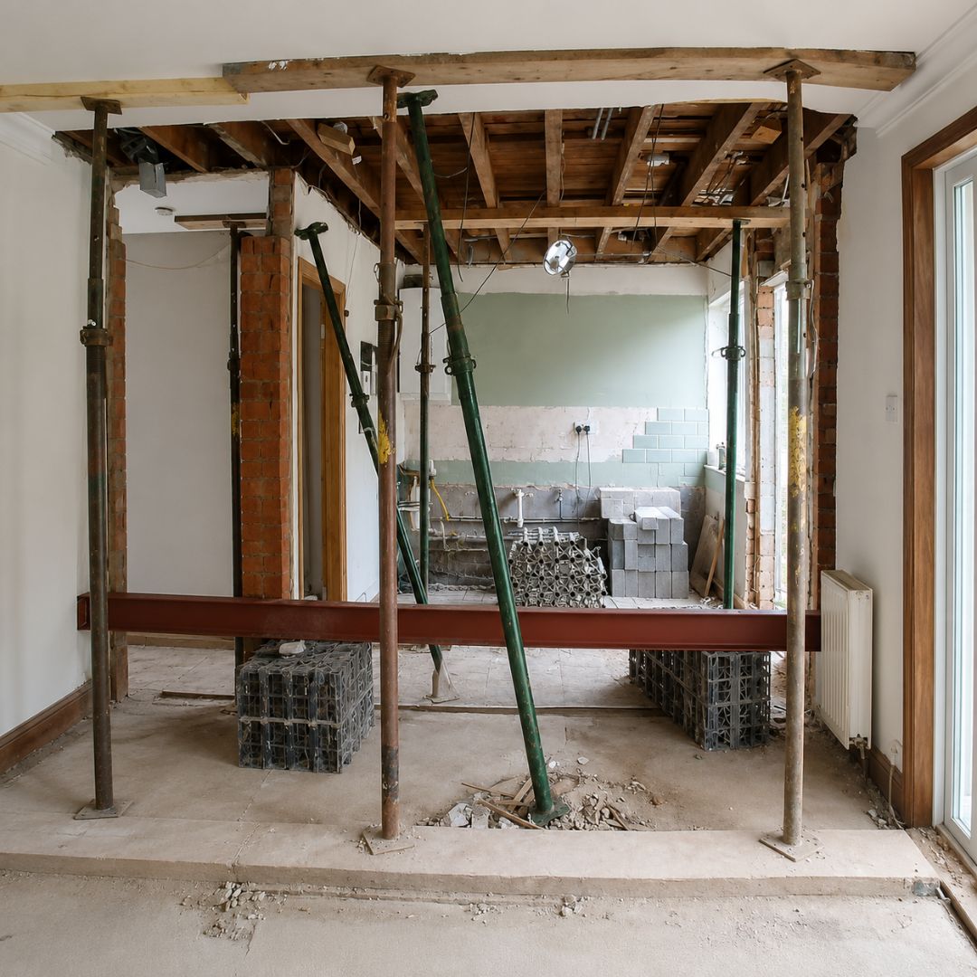 New structural opening formed after load-bearing wall removal in Deptford