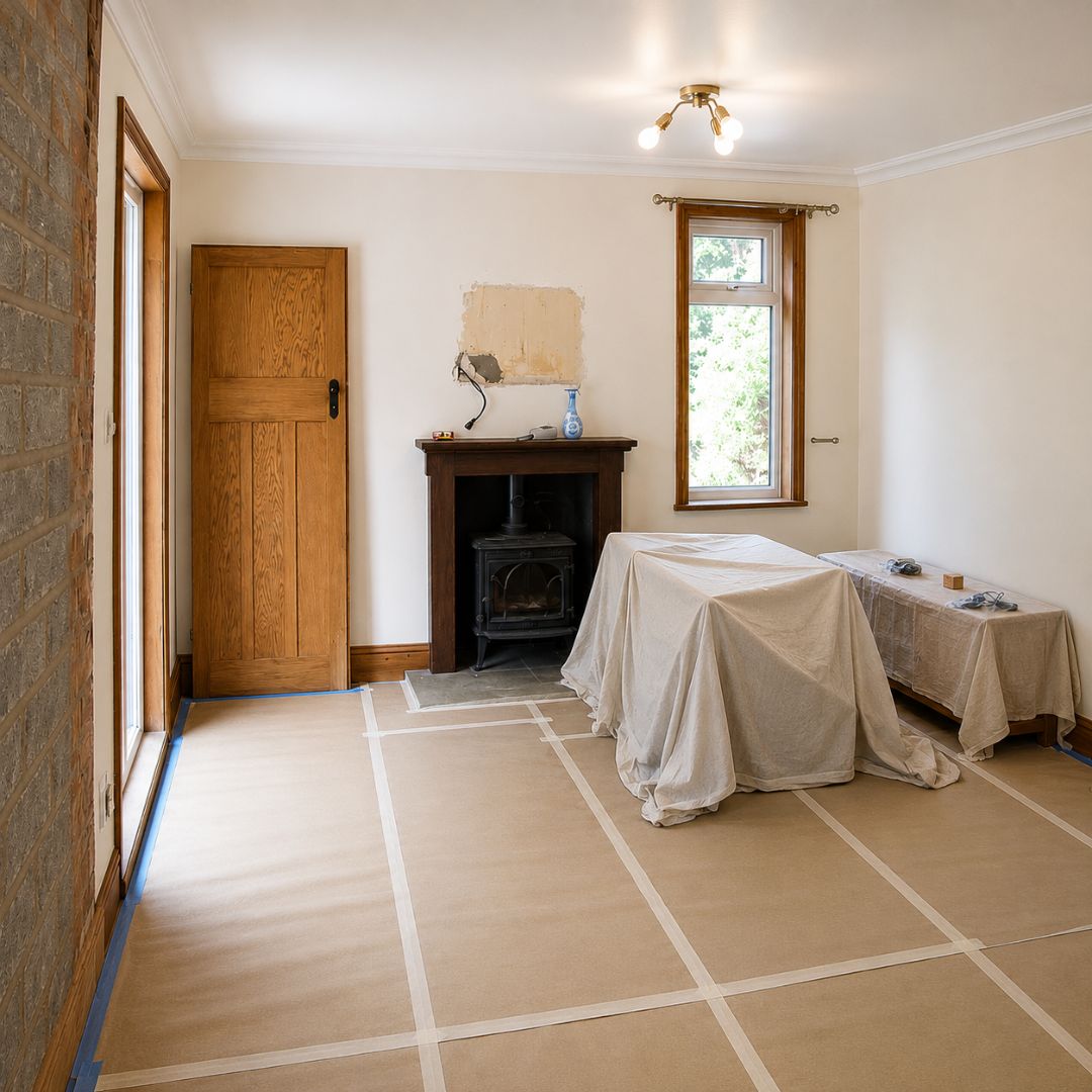 Open-plan room during structural and renovation work in Deptford