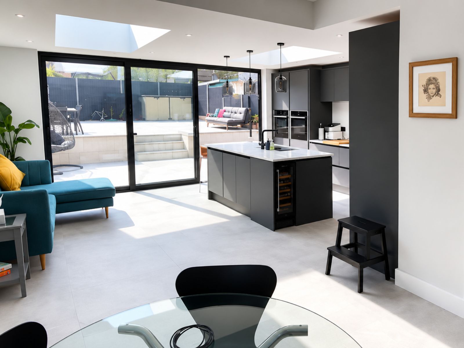 Completed four-metre rear extension with open-plan kitchen and family room in Bromley, London
