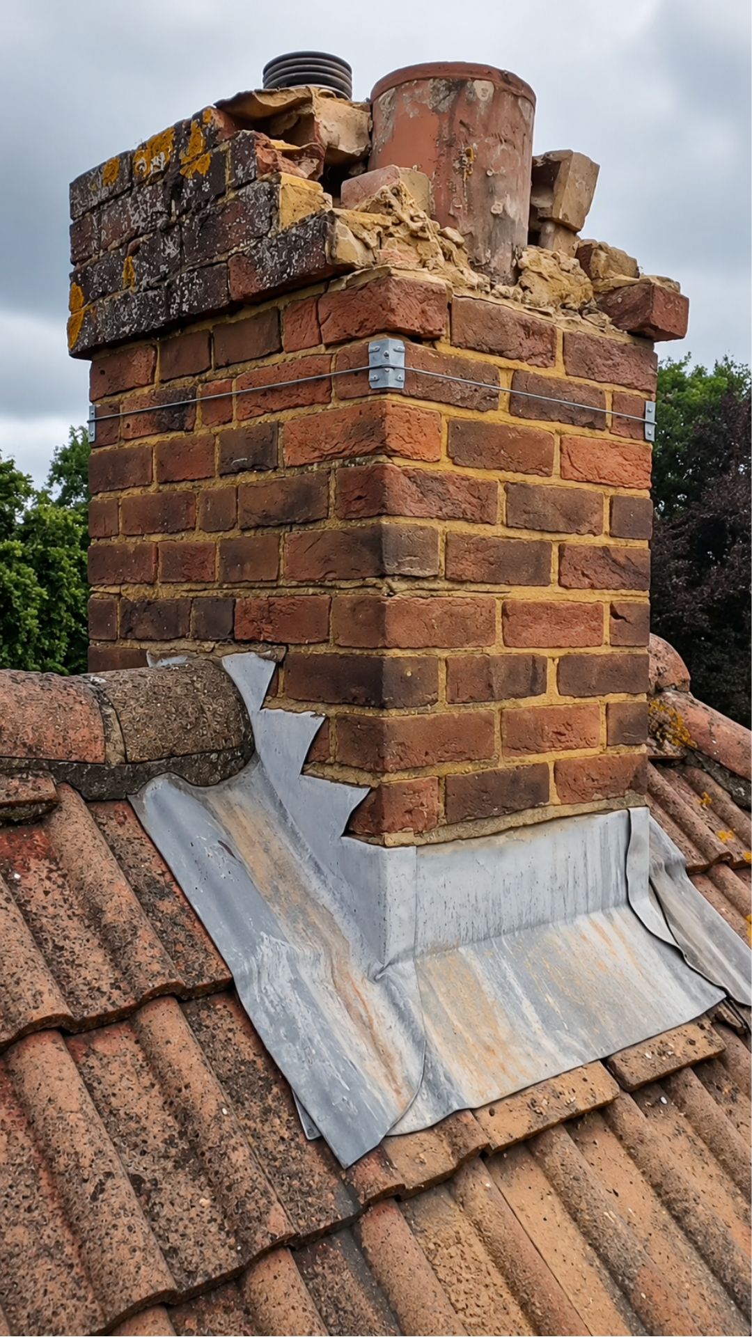 Exterior of the 1930s semi-detached house in Ealing showing the chimney stack before removal