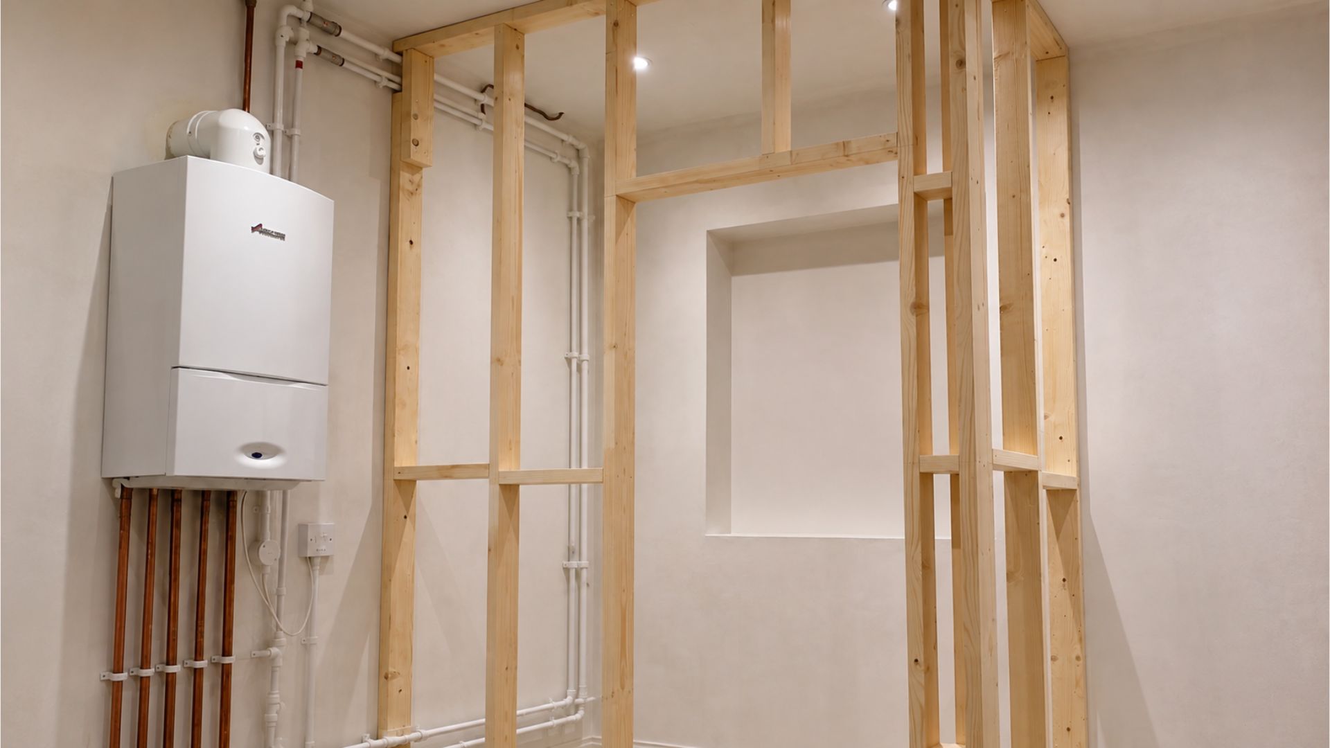 New non-load-bearing timber partition within an existing property